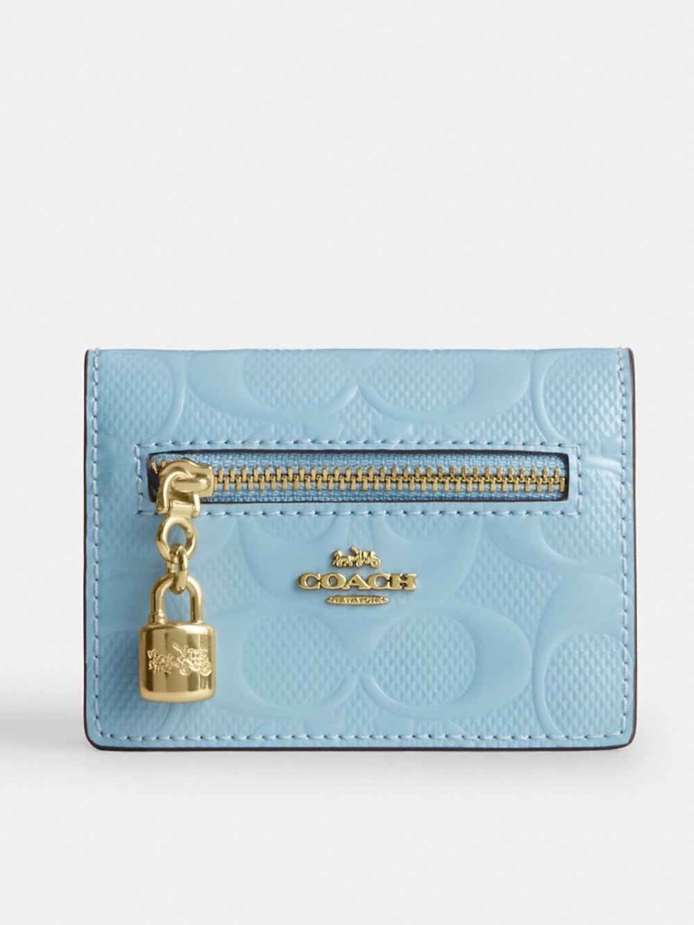 NWT Coach Card Case With Charm In Signature Leather - Picture 2 of 8